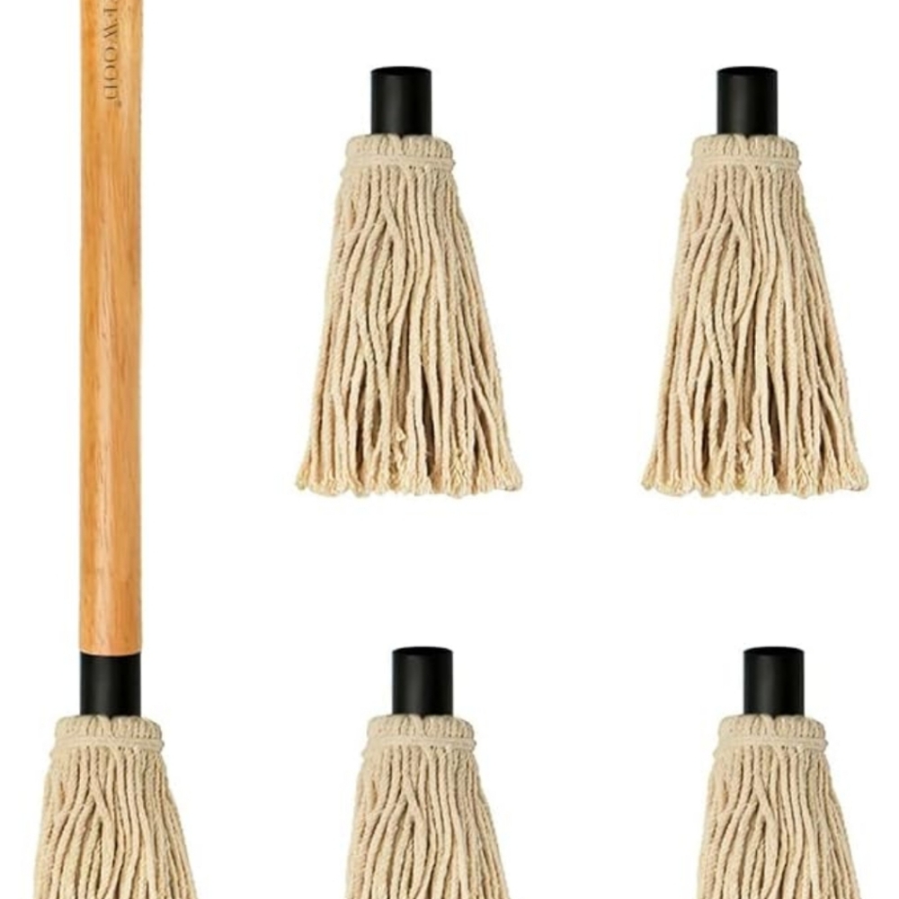 Wooden Handle Mop with Replaceable Heads